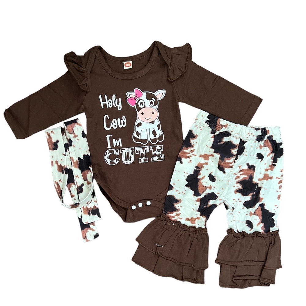 NWT Toddler 12-24 months Holly Cow I’m Cute 3 piece outfit